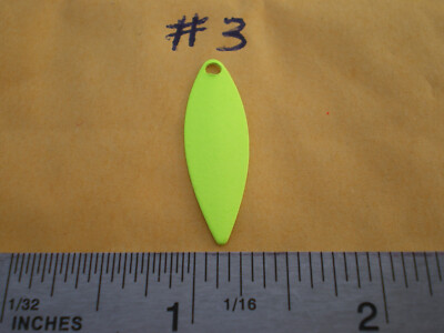 25 PCS. SMOOTH WILLOW LEAF BLADE, FLUORESCENT CHARTREUSE #3 ''MAKE SPINNERS''