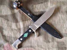 Coltello scout coltello da viaggio coltello vecchio BRD / DDR Scheide Herbertz