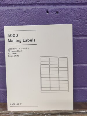 Staples Baseline Mailing Labels White 3000/10Pack BL58260