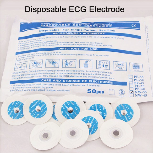 50pcs Adult Disposable Ecg Ekg Electrode Pads Ag Agci Sensor 50mm W Adhesive For Sale Online Ebay