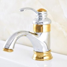 Deck Mounted Bathroom Faucet Chrome Gold Brass Finish Basin Sink Mixer Tap