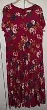 LOFT hot pink floral print jersey knit pleated fit and flare dress Size 12