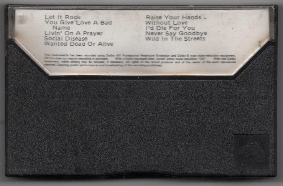 1986 MUSIC AUDIO CASSETTE TAPE - [ALBUM: SLIPPERY WHEN WET] GROUP: BON JOVI - Image 3 of 4