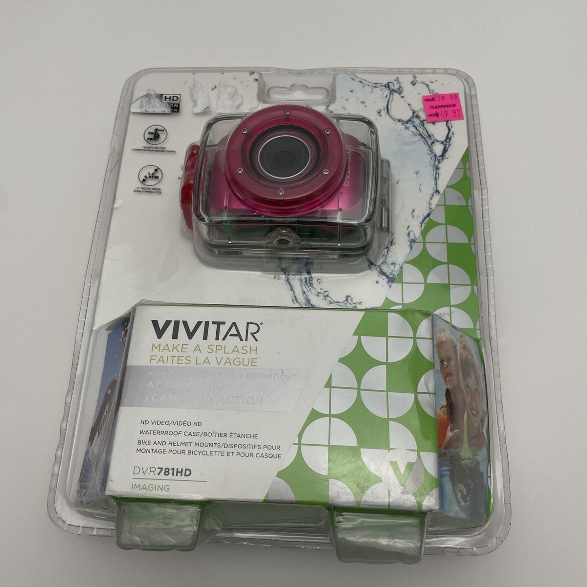 Vivitar HD Action Waterproof Camera Camcorder Pink DVR781HD