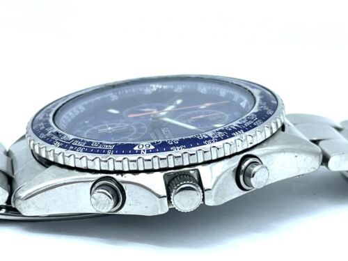 SEIKO Flight master Men's Chronograph Watch Blue Dial New Battery 7T92-0CF0 - Picture 11 of 18