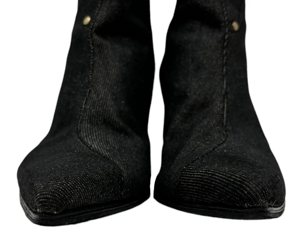 Botines Christian Dior Vintage Logo #37 US7 Tacones Dorado Negro Lona Rango AB Foto 4 de 4