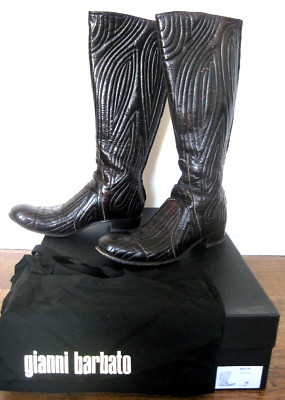 GIANNI BARBATO OX BLOOD QUILTED LEATHER CALVE BOOTS SZ 9 1/2-10 OR 40