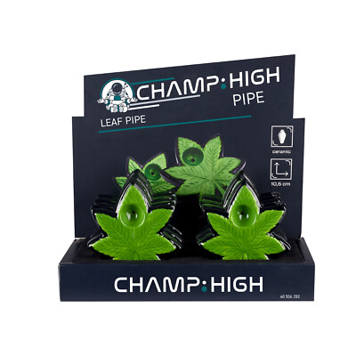 Keramikpfeife Champ HIGH LEAF, Tobacco Pipe HighLife Ton Pfeife Pipe Blatt