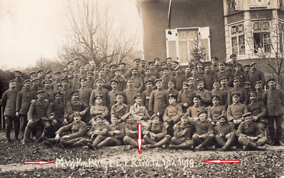 Gruppenfoto mit Kameraden, Kgl. Bayer. LIR Nr. 12, M. W. Kp. 1/12, 1. WK, 1918