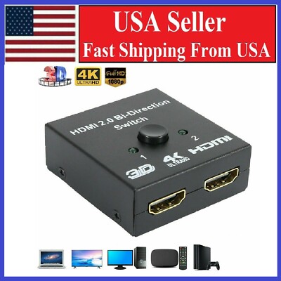 HDMI 2.0 HDTV Switch Switcher Splitter Bi-Direction Hub HDCP 2x1 1x2 In Out 4K