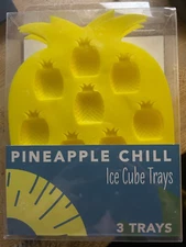 Pineapple Chill - Ice Cube Trays -EVRIHOLDER- Set Of 3-Silicone Molds-New
