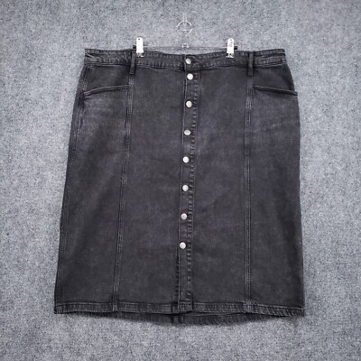 Old Navy Skirt Womens 22 Gray Hi Rise Midi Secret Slim Pocket Denim Pencil  Jean