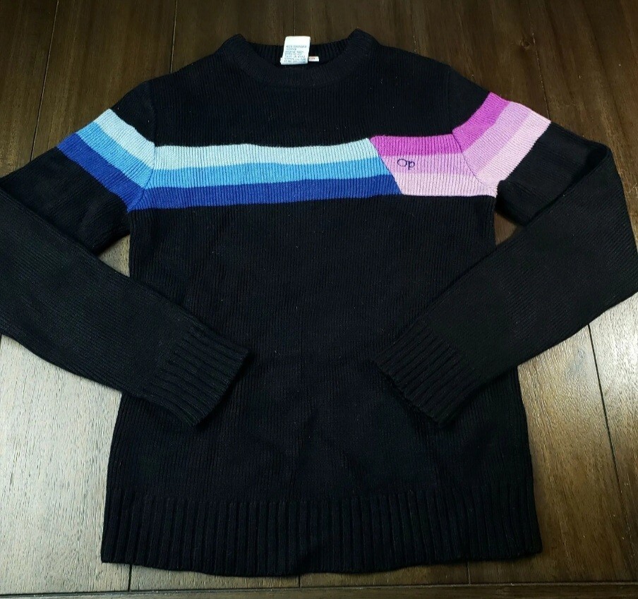 ??Vintage 80s 90s Womens Ocean Pacific Knit Sweater Black EUC 