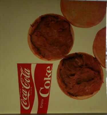 Vintage Coca-Cola Co Coke & Roasted Beef   Litho Sign Plastic for Menu Boards