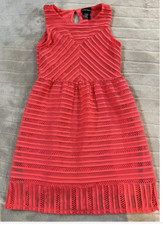 PAPER DOLL GIRLS SLEEVELESS LACE DRESS CORAL 12 NWT