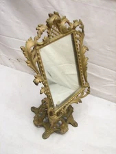 Vintage Cast Iron Art Nouveau Dress Stand Mirror Shaving Vanity Ornate Frame