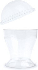 REUSABLE PLASTIC STEMMED CLEAR DESSERT SHOT/WINE GLASSES CUPS 100ml/170ml/200ml