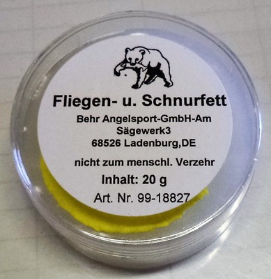Schnurfett Fliegenfett 20g Fliege Schnur fetten Rollen Angel Behr (0,3 /g)