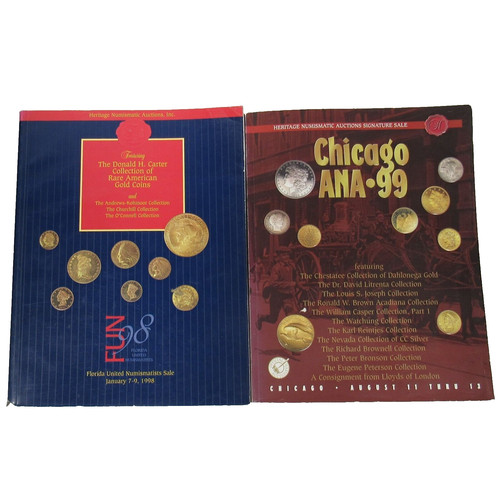 HERITAGE NUMISMATIC AUCTION CHICAGO + D. CARTER RARE GOLD COIN COLLECTION BOOKS