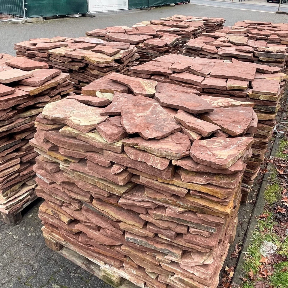 1M2 NATURSTEIN ROT VERBLENDER POLYGONALPLATTEN  BRUCHSTEINPLATTEN WAND BODEN  - Bild 2 von 4