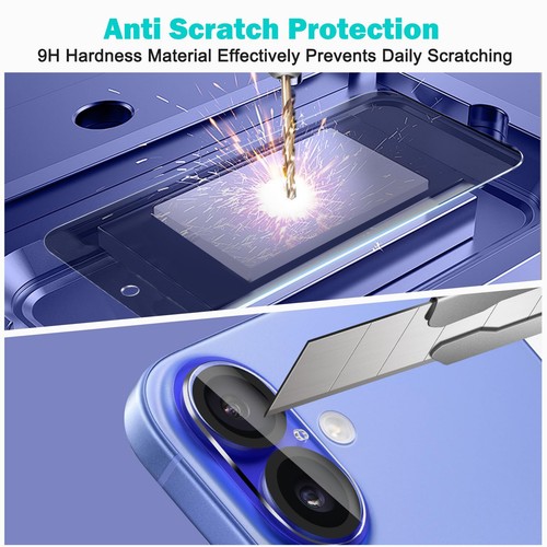 3+3 Glass Privacy Screen Protector Camera Lens Protector for iPhone 16 Plus 6.7" - Picture 3 of 7