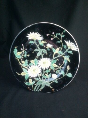 Japonais, porcelaine, ACF Hong Kong, noir émaillé, chrysanthème - Photo 1/9