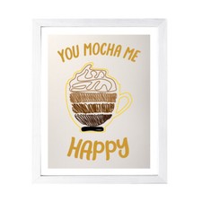 Designs ByLITA You Mocha Me Happy, Wall Print Art Retro Coffee Bar Decoration