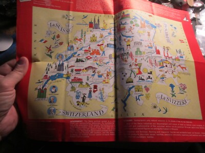 VINTAGE SWITZERLAND MAP POPULATION AND ECONOMY 15 1/2'' X 12'' BBA42