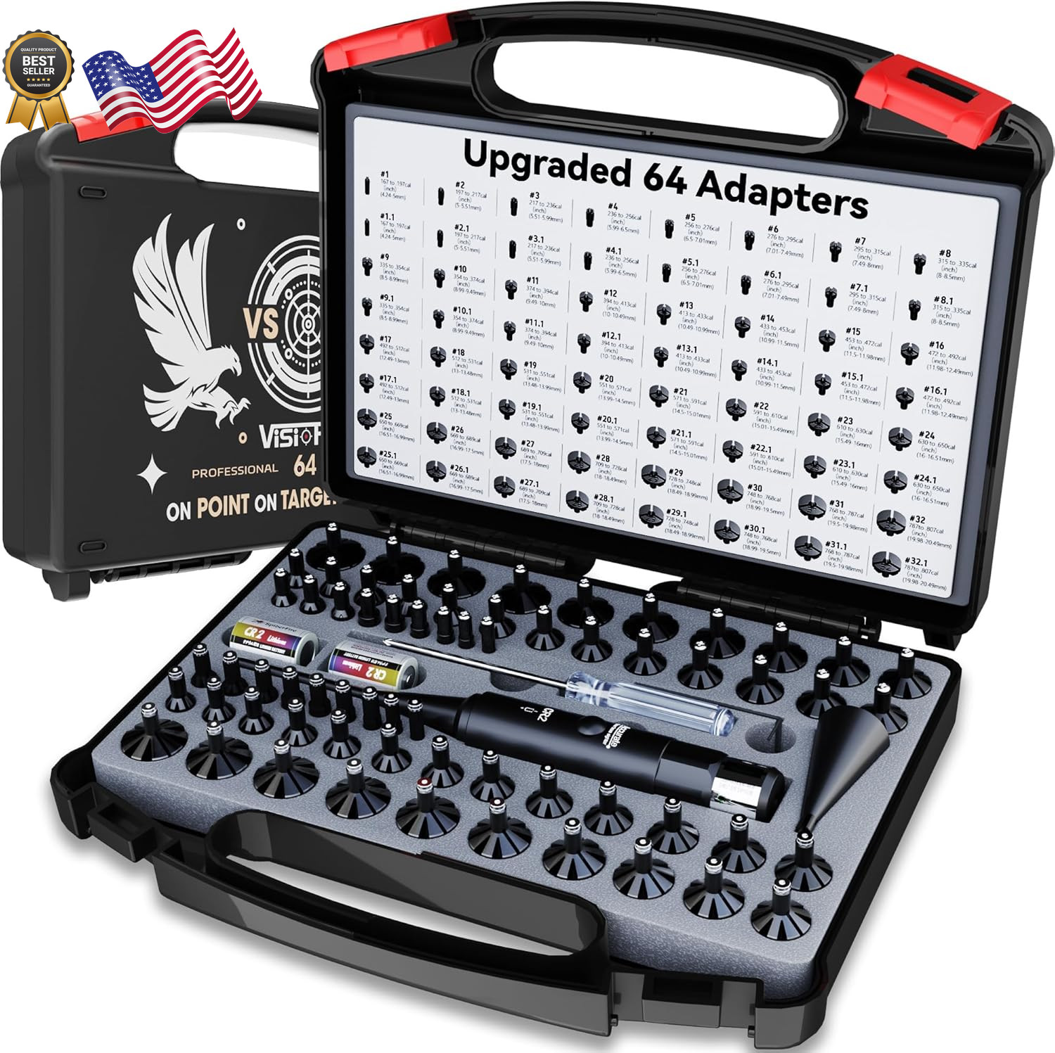 Tool-Free Laser Bore Sight Kit Green Laser Bore Sighter with 64 Upgraded Adapter