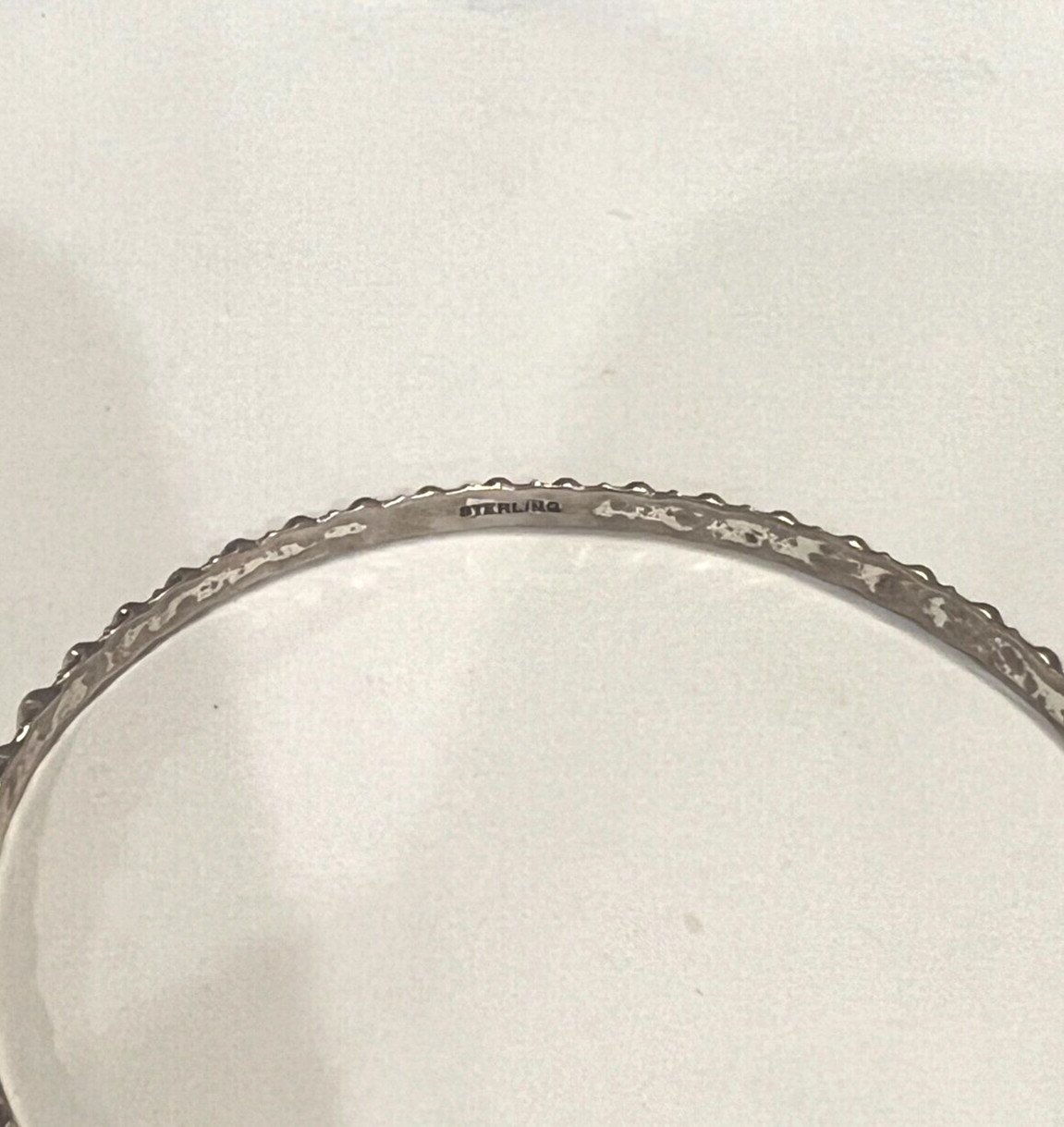 Sterling Silver Ball Bumpy Bangle Bracelet 7.5" - image 3