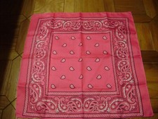PINK PAISLEY POLYESTER BANDANNA