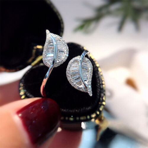 Luxury Wedding Women Jewelry Cubic Zircon 925 Silver Rings Sz Adjustable - Picture 1 of 6