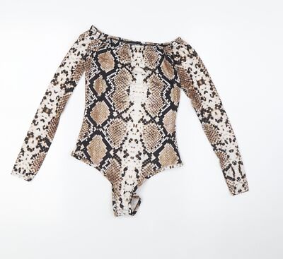 PRETTYLITTLETHING Damen Body Einteiler mehrfarbig Animal Print Polyester