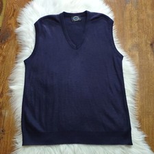 Vintage Jantzen Vest Men Large L Blue Acrylic Pullover Sweater Vest Made In USA
