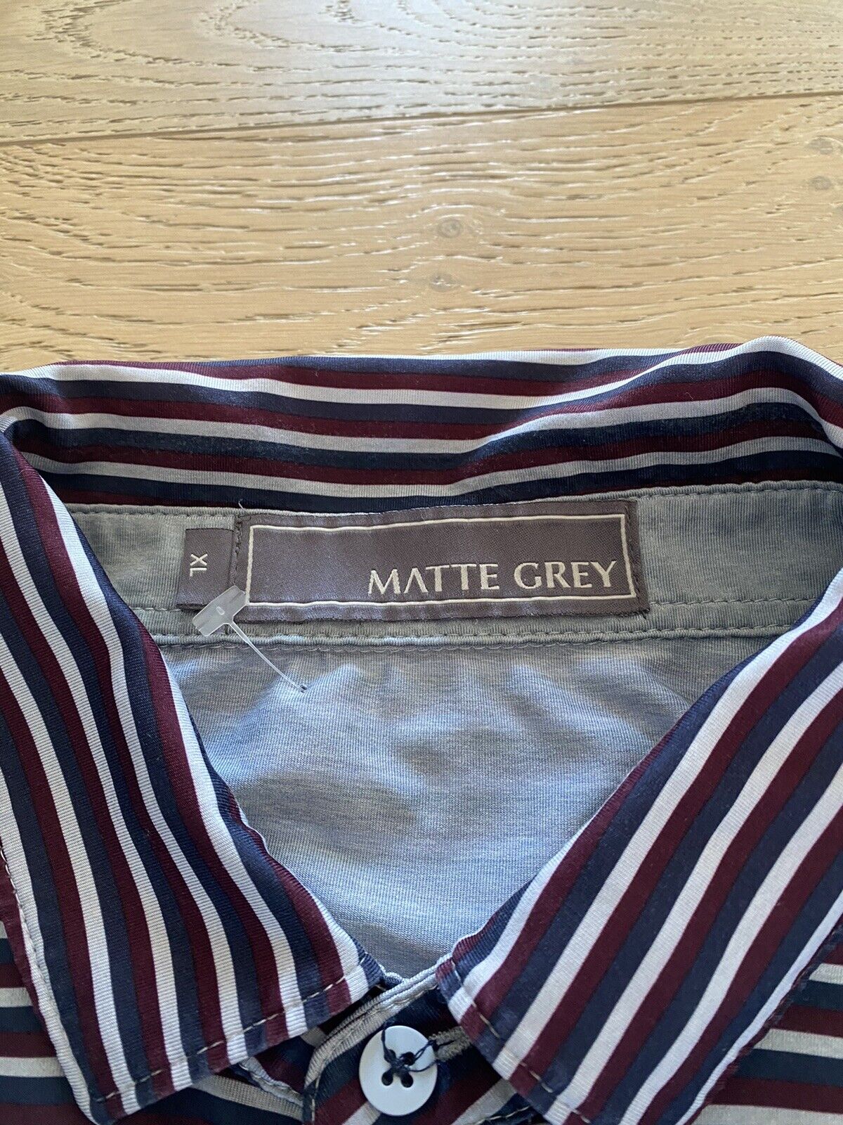Matte Grey Striped Golf Polo XL - image 7