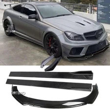 For Mercedes Benz C200 C250 C300 Car Front&Rear Bumper Lip Splitter+Side Skirts