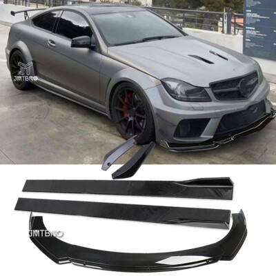 Car Front&Rear Bumper Lip Splitter+Side Skirts For Mercedes Benz C200 C250 C300