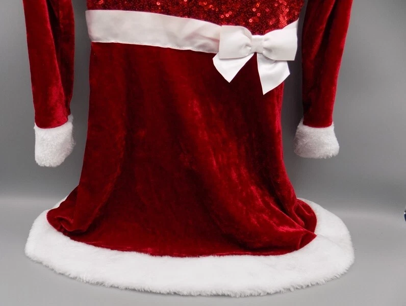 Red Velvet Velour Size 4 Holiday Christmas Dress Sequins Fur Pink & Violet New - Image 3 of 4