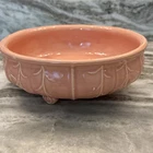 Vtg Nelson McCoy Pottery Low Bowl Planter Pastel Salmon Peach 3 Footed 8" X 3"