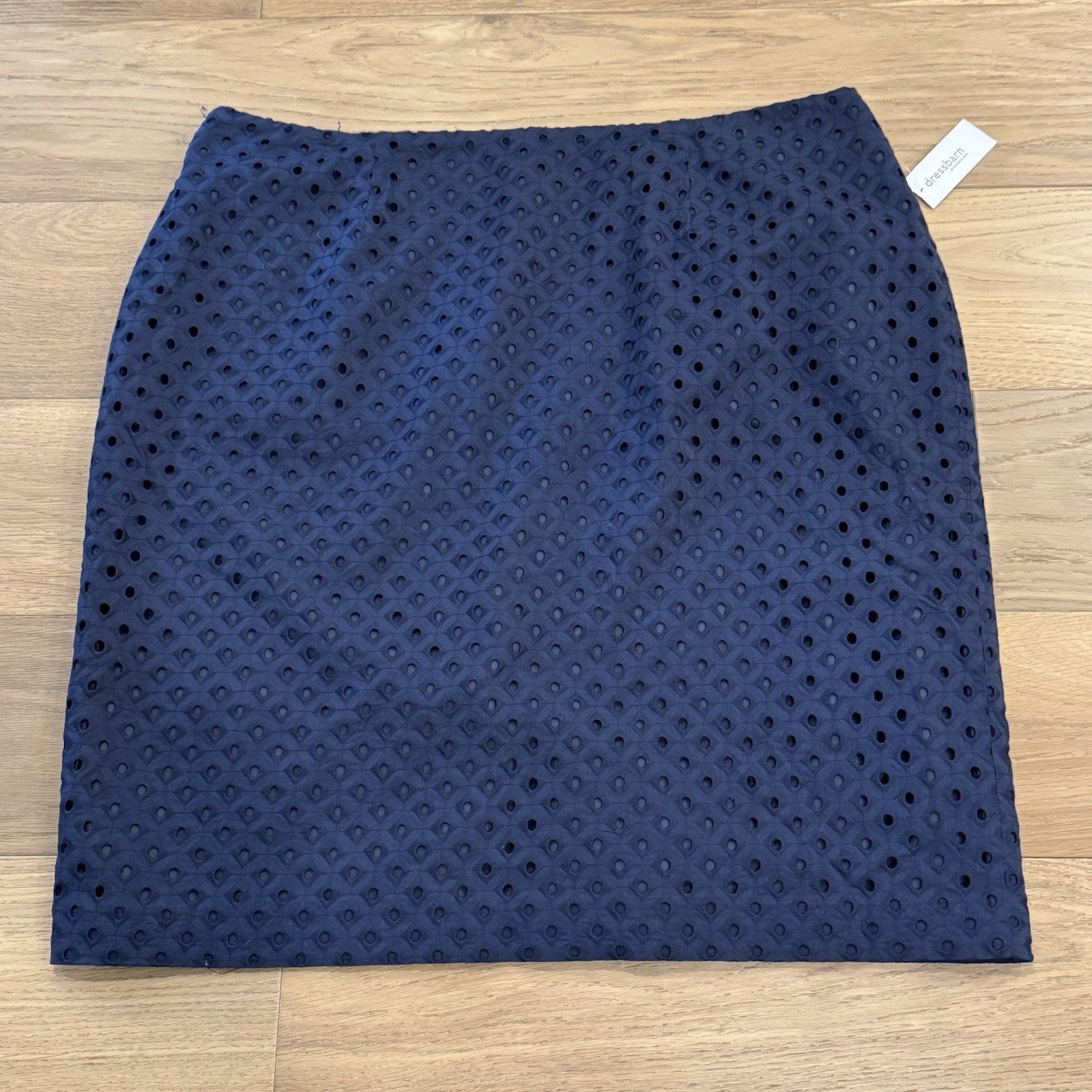 NWT Nine West Navy Eyelet Pencil Skirt 18W Lined Textured Midi Plus Size 18W
