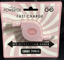 Liquipel Powertek Apple Certified Retractable Lightning Cable Fast Charge 3-Feet