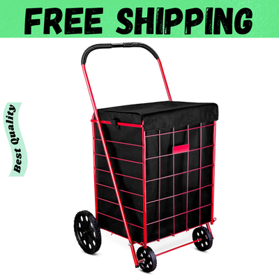 #ad Folding Grocery Basket Cart Shopping Wheel Large Utility Laundry18quot;X15quot;X24quot; BAG $12.19