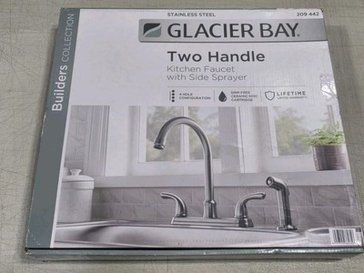 Glacier Bay Builders 2-Handle Standard Kitchen Faucet w/ Sprayer Stainless Steel