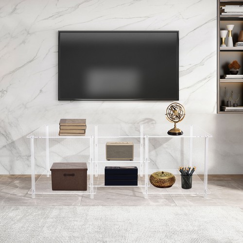 Tavolo consolle TV trasparente, supporto TV acrilico, tavolo console multimediale 55,1 * 15,7 * 22,4 pollici - Foto 5 di 15