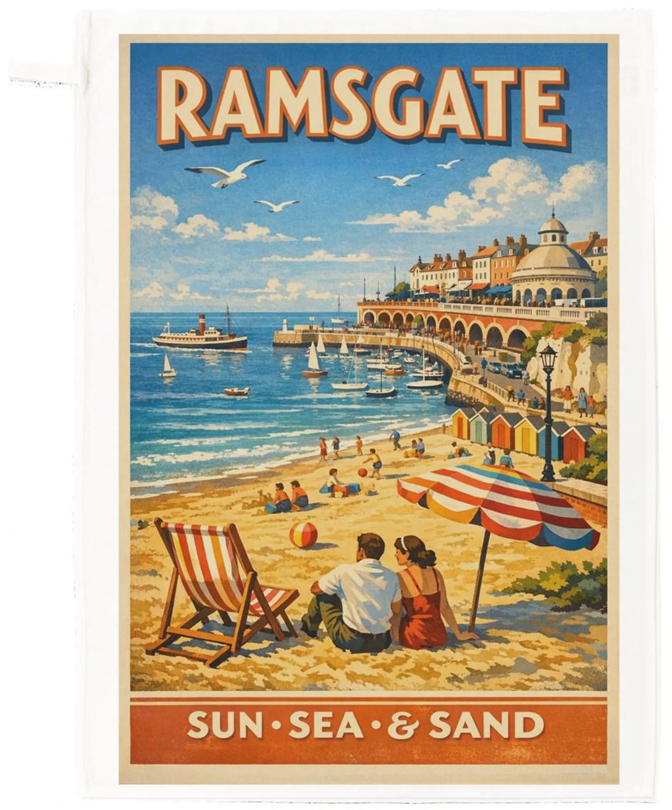 Ramsgate Travel Poster Cotton Tea Towel