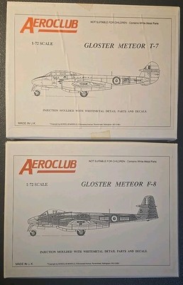 2 Aeroclub Gloster Meteor T-7 & F-8 1/72 Model Kits-NIBs US Seller
