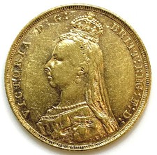 1887-1892 Victoria Queen Jubilee Sovereign Gold Coin 0.2354 oz Avg Circ 4577.91 per troy oz
