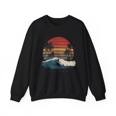 California Sunset Crewneck Sweatshirt, Cozy Casual Wear, Beach Lover Gift