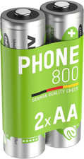 AA DECT Phone Batteries Pack of 2 Long Lasting Low Self Discharge Rechargeable 7.74 per battery