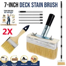 2x Decking Paint Brush Deck Stain Applicator with 60" Long Handle 3" Paint Brush